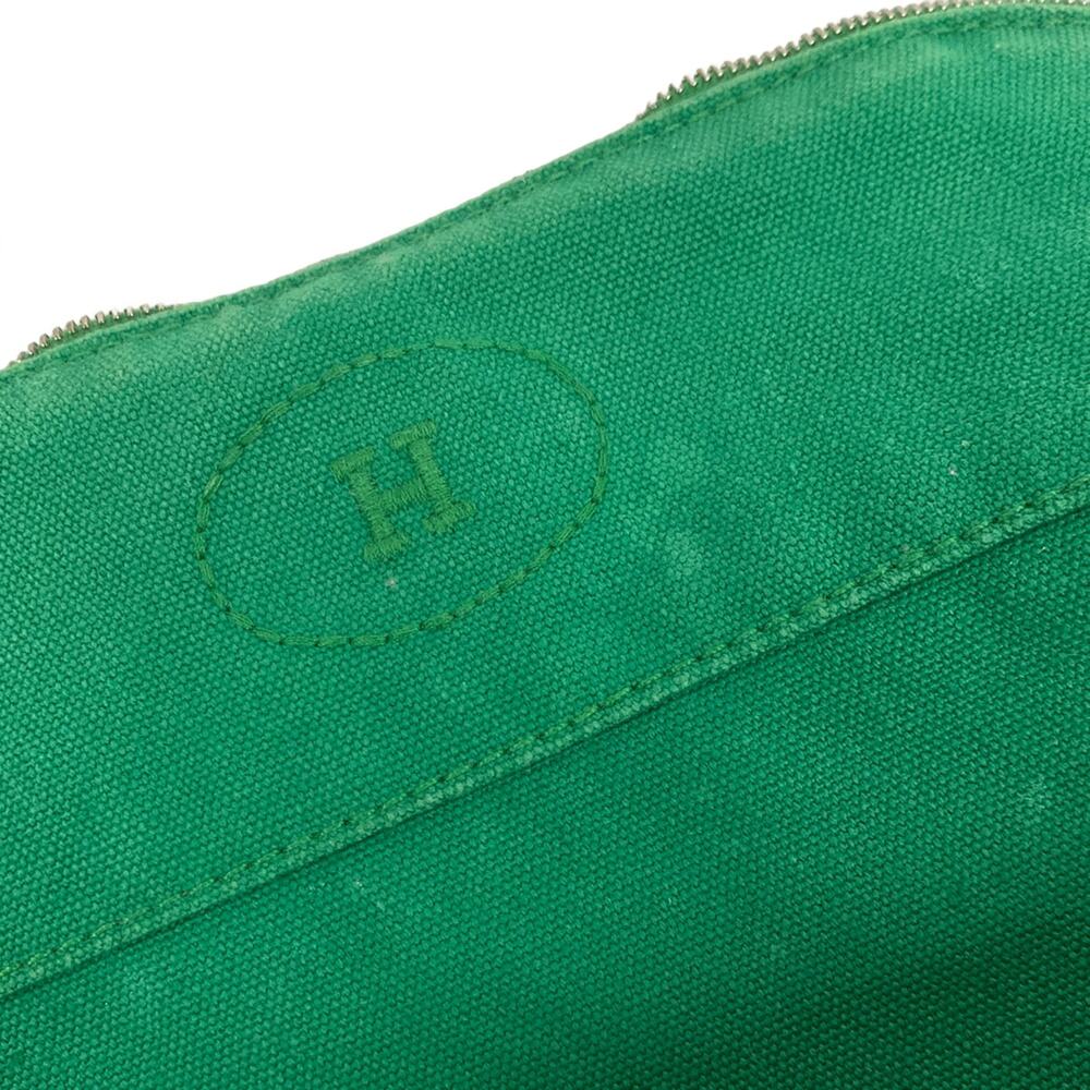 Hermès Bolide Pouch 25 Pouch Green Beige Canvas Leather - Picture 7 of 9